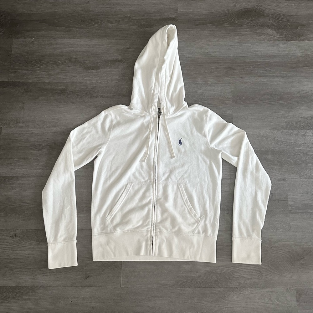 Vintage White Polo Ralph Lauren Zip Hoodie Women’s Size M